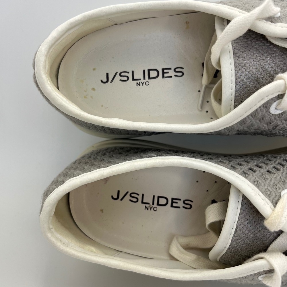 J/Slides Natasha Light Grey Crochet Mesh Platform Sneakers Womens 10 Sporty - Picture 3 of 8